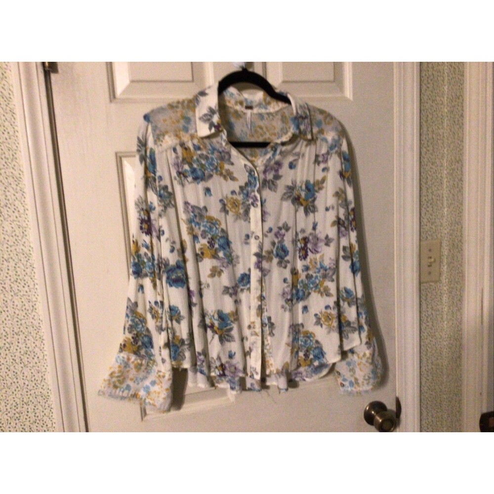 Free People Women’s M Hold On To Me Floral Long Sleeve Button Down Tunic Top